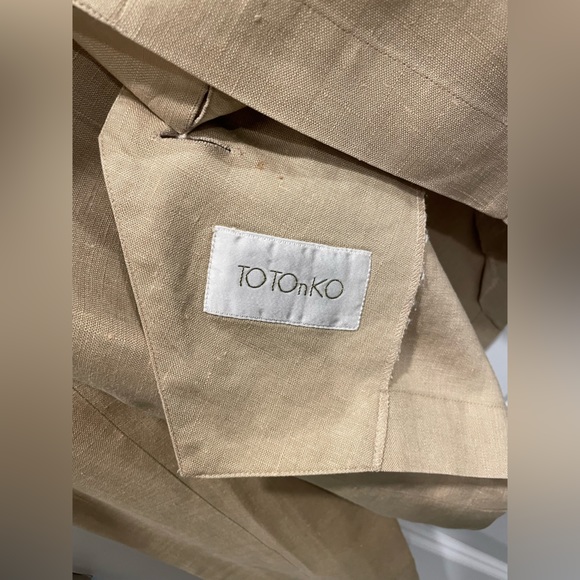 TOTOnKO 100% Linen Blazer, Vintage in Natural Linen Beige Sz 8 - Picture 4 of 8